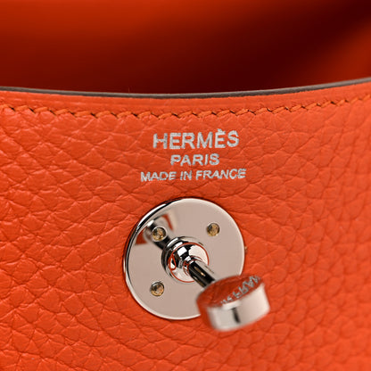 Hermes Taurillon Clemence Mini Lindy 20 Feu 6 of 11