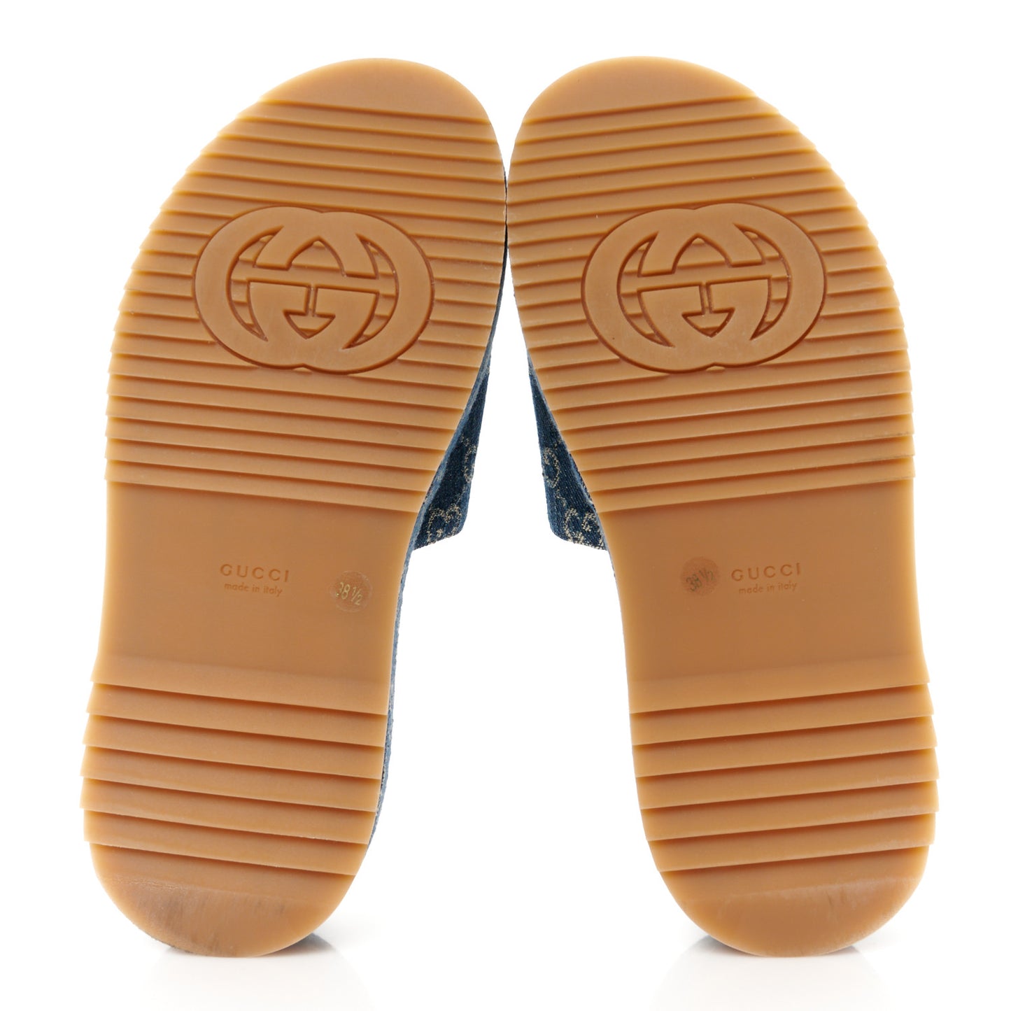 New Denim GG Monogram Angelina Platform 55mm Slide Sandals 38.5 Blue Tea