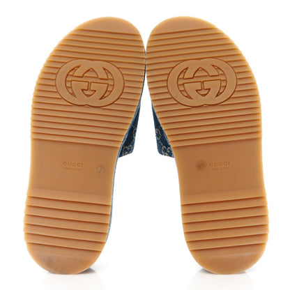 Gucci New Denim GG Monogram Angelina Platform 55mm Slide Sandals 38.5 Blue Tea 5 of 9