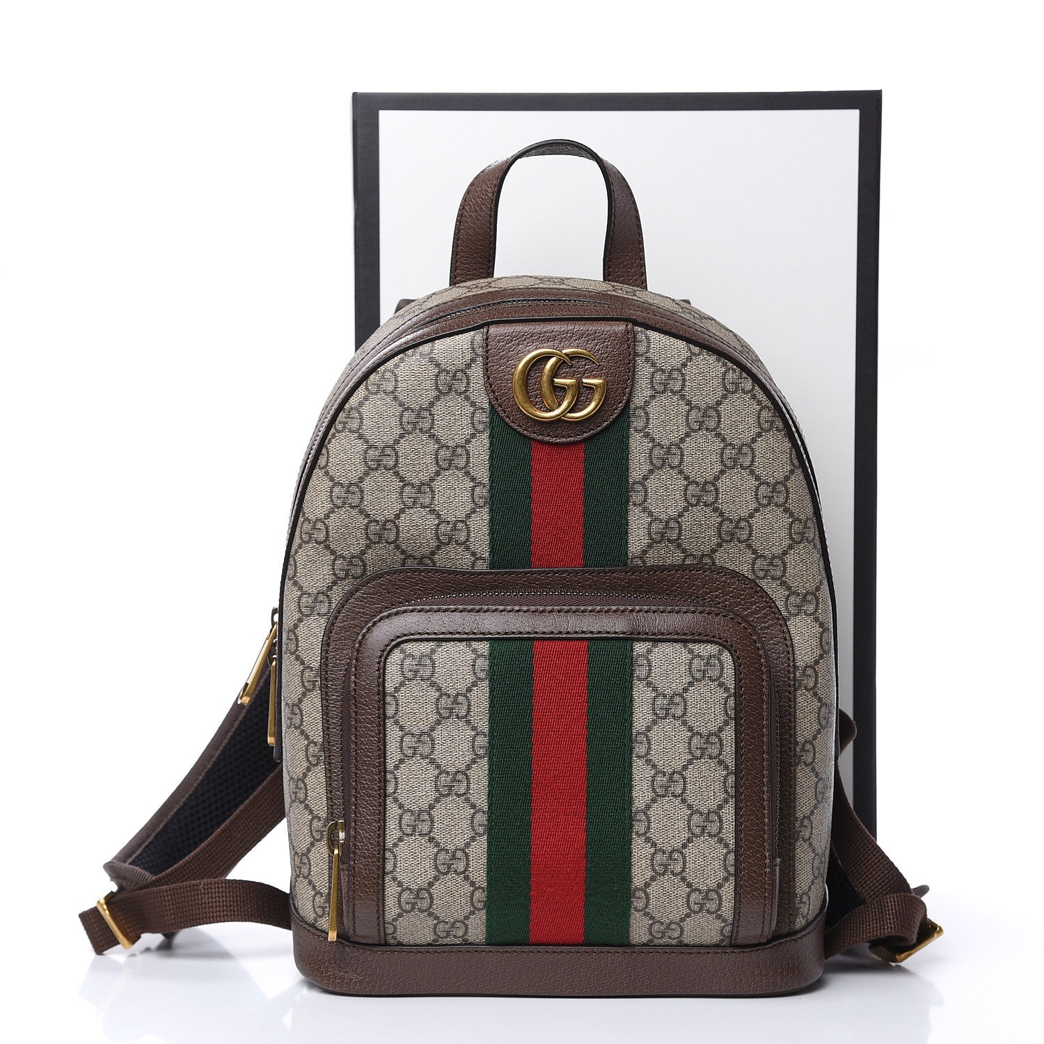 Gucci GG Supreme Monogram Calfskin Web Small Ophidia Day Backpack Beige Ebony New Acero 11 of 11