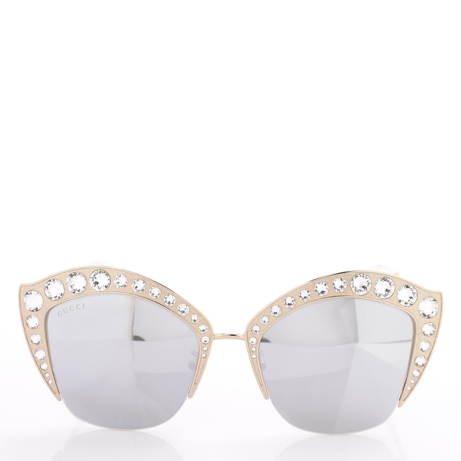 Gucci Metal Crystal Cat Eye Sunglasses GG00114S Gold 2 of 8