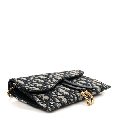 Christian Dior Oblique Saddle Chain Long Wallet Blue 5 of 14