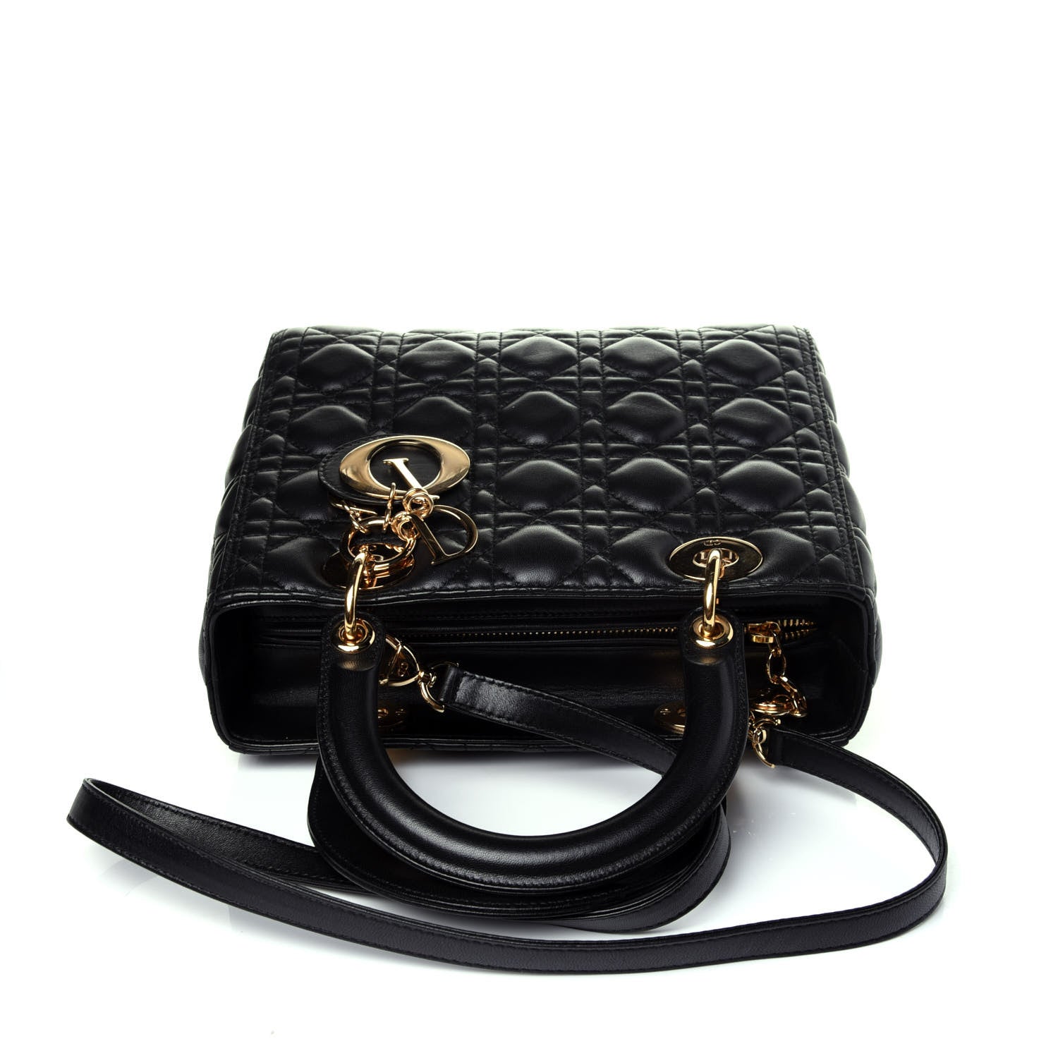Christian Dior Lambskin Cannage Medium Lady Dior Black 11 of 12