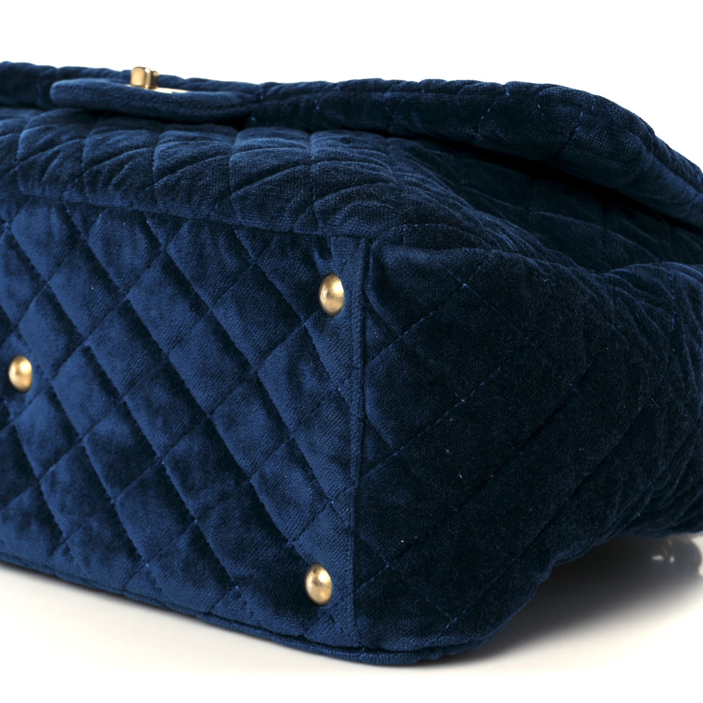 Velvet Quilted XXL Travel Flap Bag Blue
