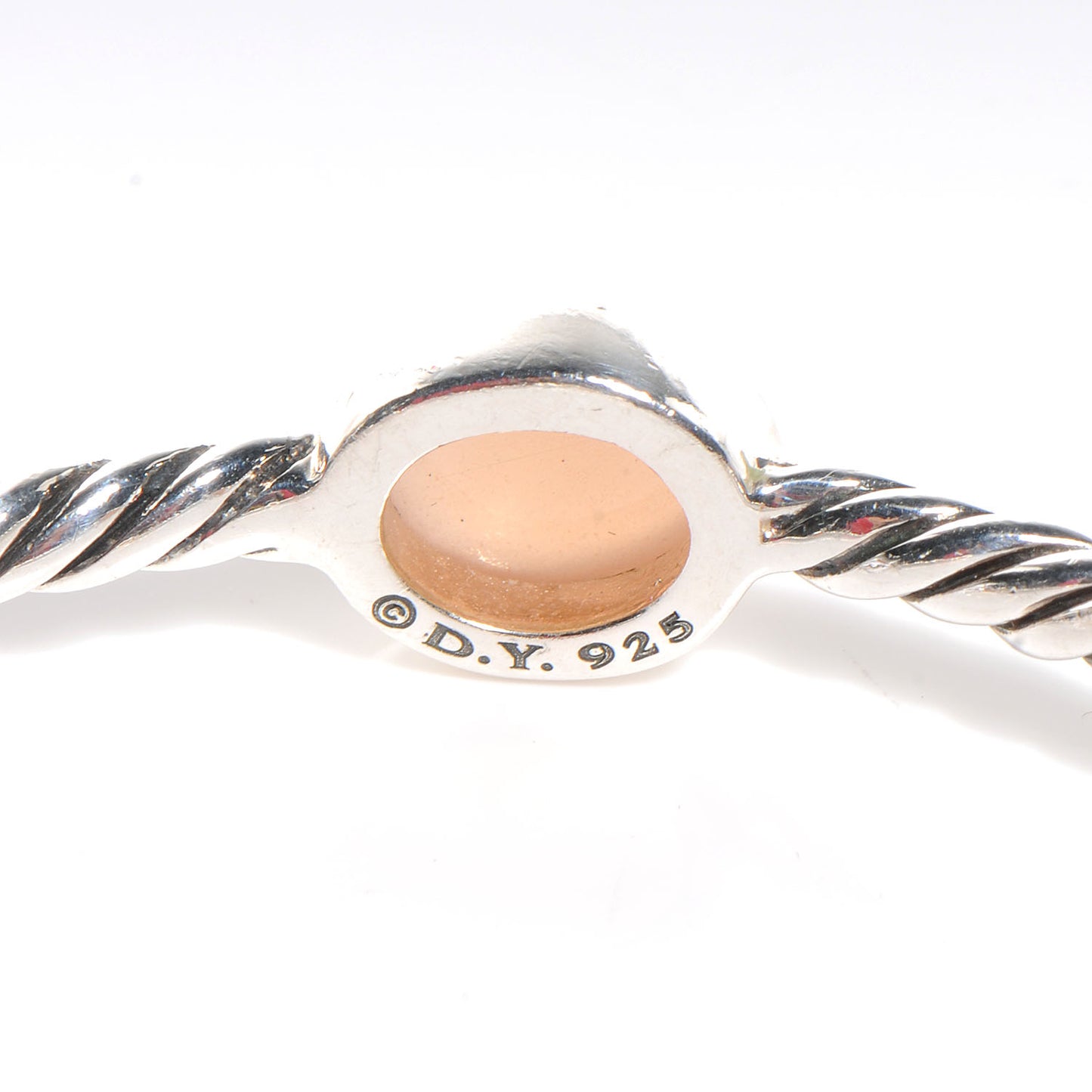 Sterling Silver Renaissance Oval Station Bangle Pink Moonstone