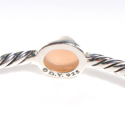 David Yurman Sterling Silver Renaissance Oval Station Bangle Pink Moonstone 4 of 4