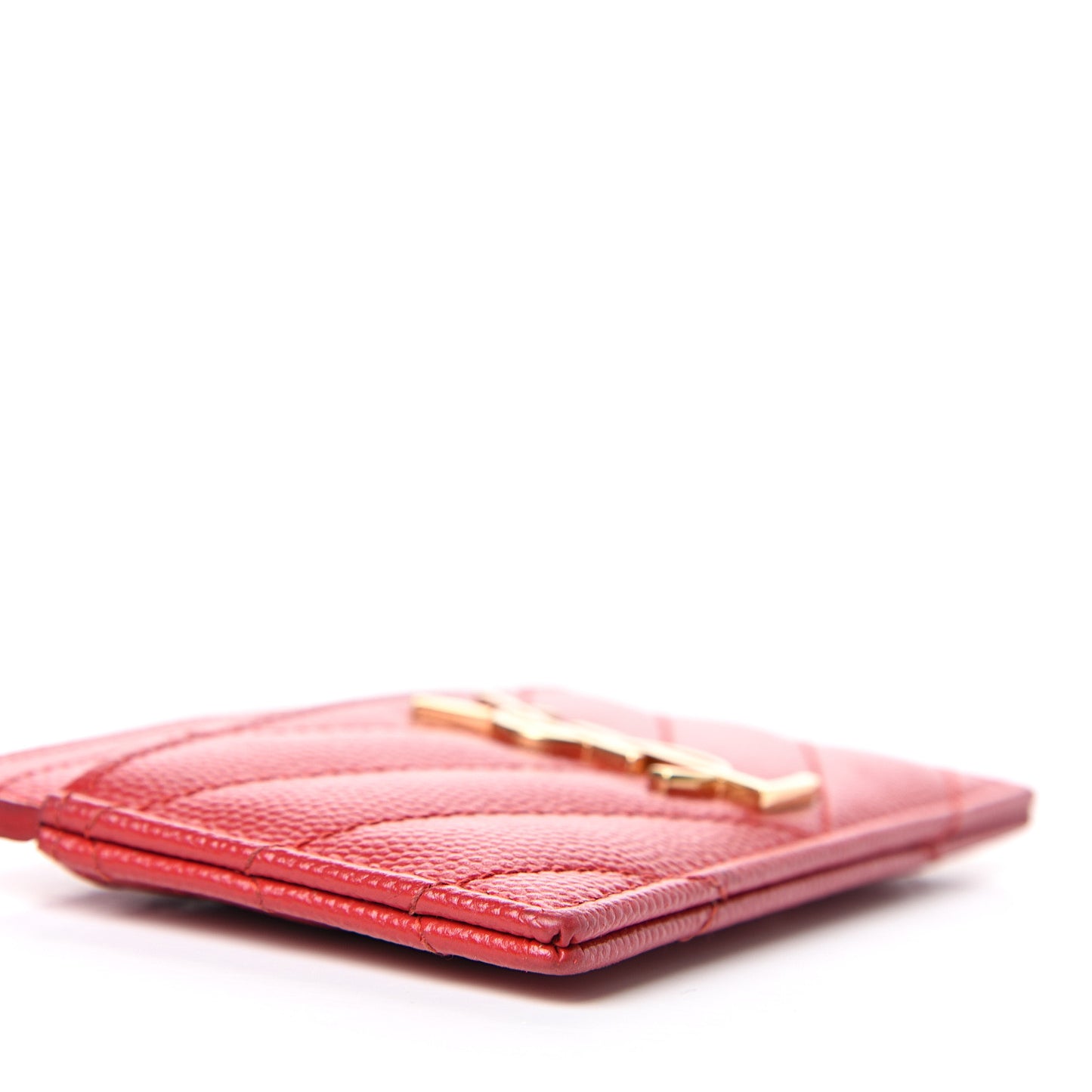 Grain De Poudre Matelasse Chevron Monogram Credit Card Case Bandana Red