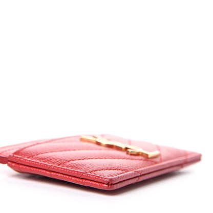 Saint Laurent Grain De Poudre Matelasse Chevron Monogram Credit Card Case Bandana Red 5 of 9