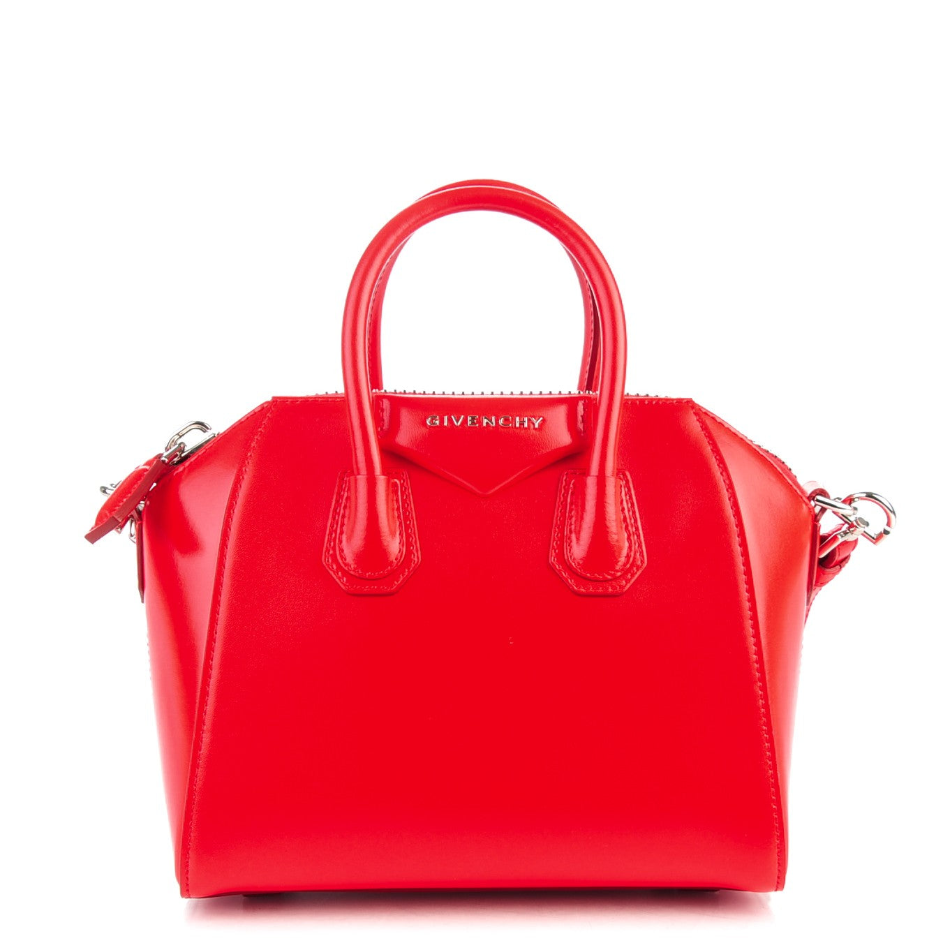 Shiny Lord Calfskin Mini Antigona Medium Red