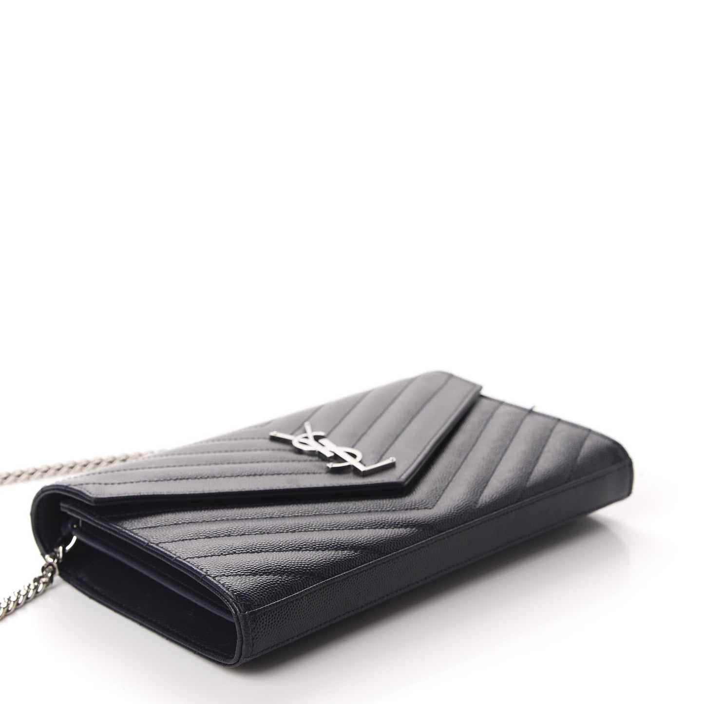 Grain De Poudre Matelasse Chevron Monogram Chain Wallet Deep Marine
