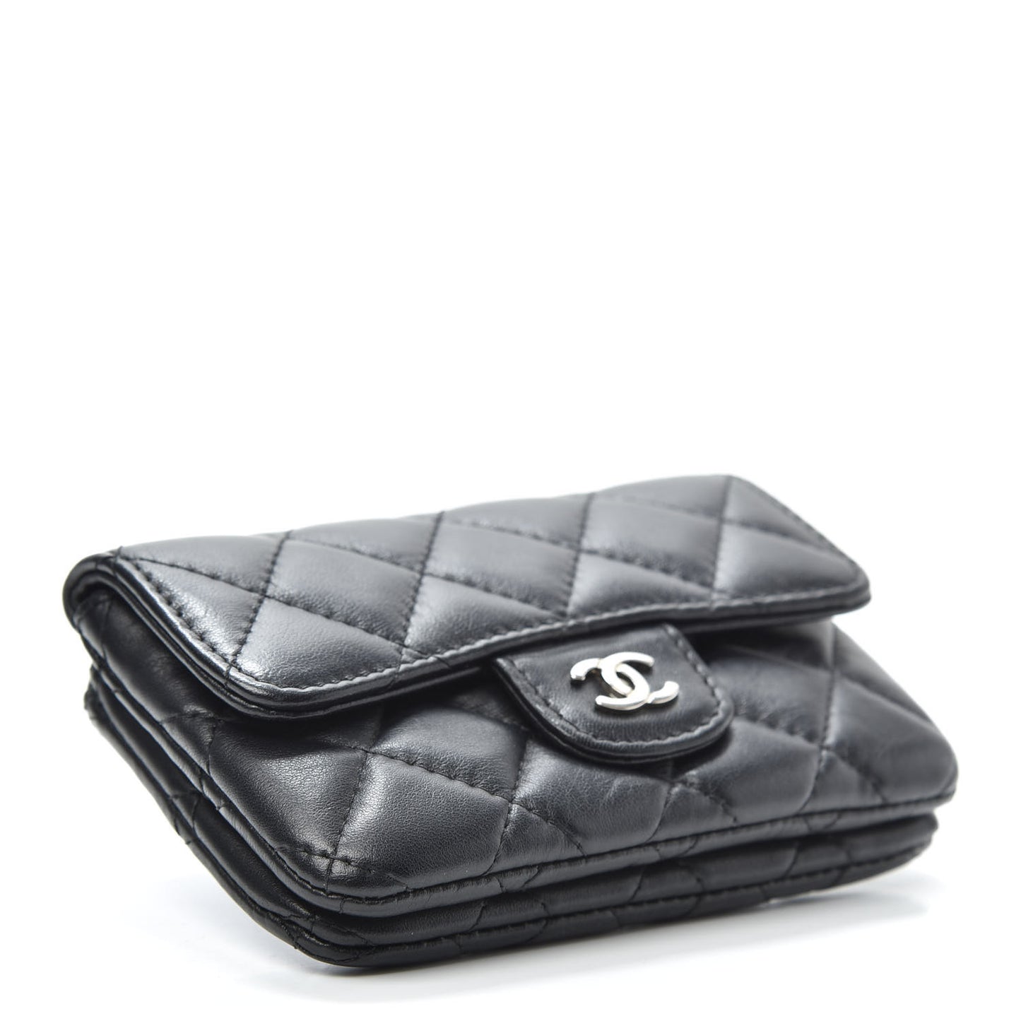 Lambskin Quilted Coin Purse Black