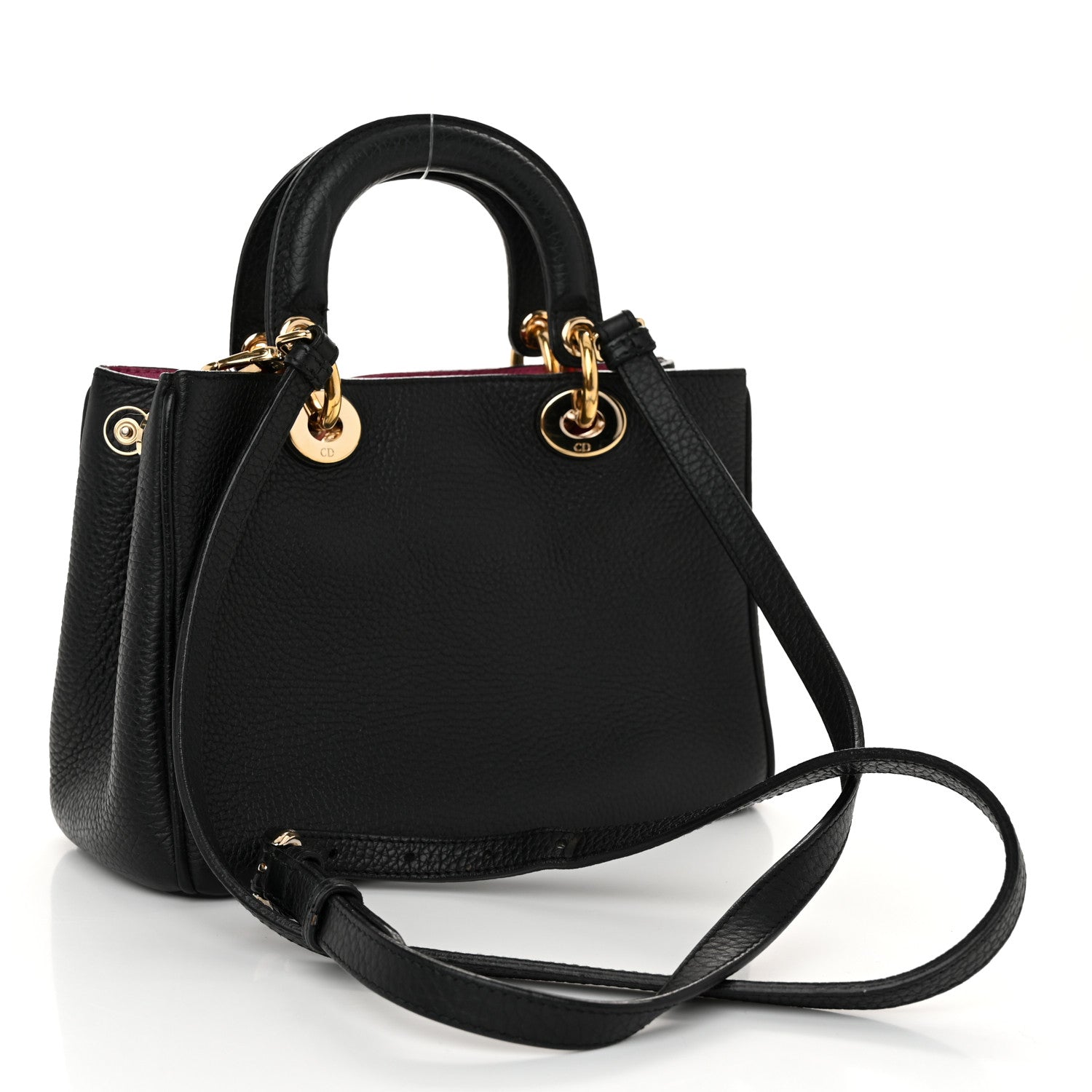 Christian Dior Bullcalf Small Diorissimo Tote Black Rose Indien 3 of 12
