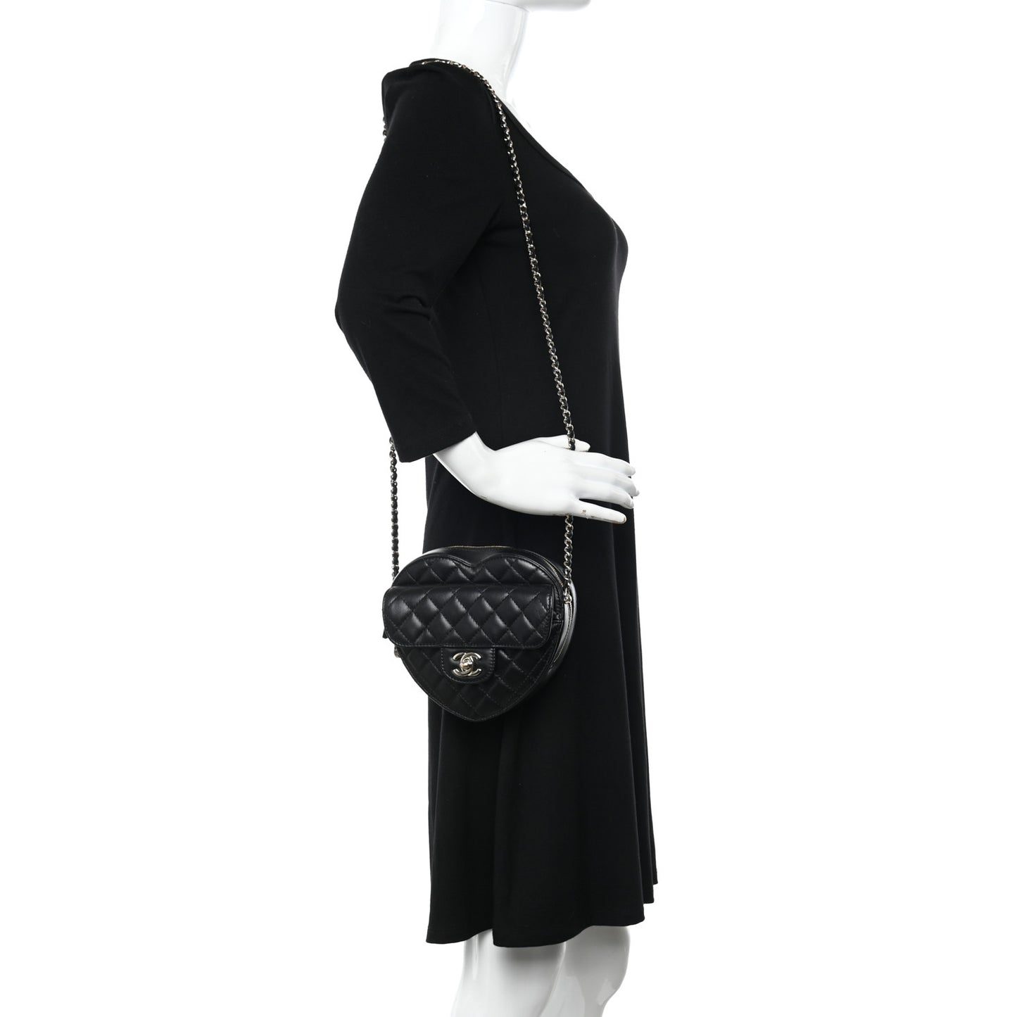 Lambskin Quilted CC In Love Heart Bag Black