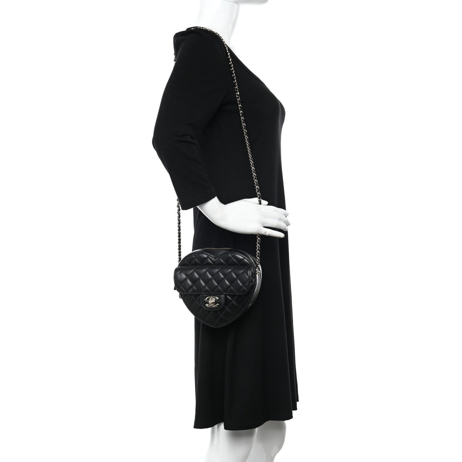 Chanel Lambskin Quilted CC In Love Heart Bag Black 2 of 10