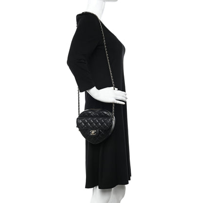 Chanel Lambskin Quilted CC In Love Heart Bag Black 2 of 10
