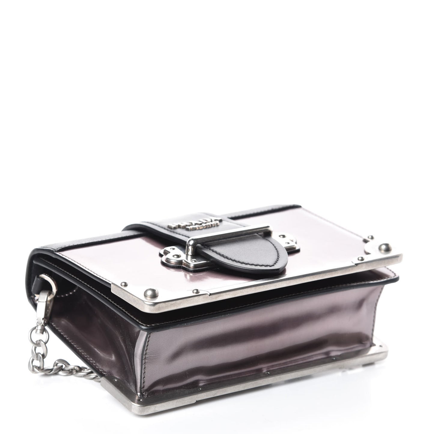 Metallic Vitello Saffiano Cahier Bag Ferro Black