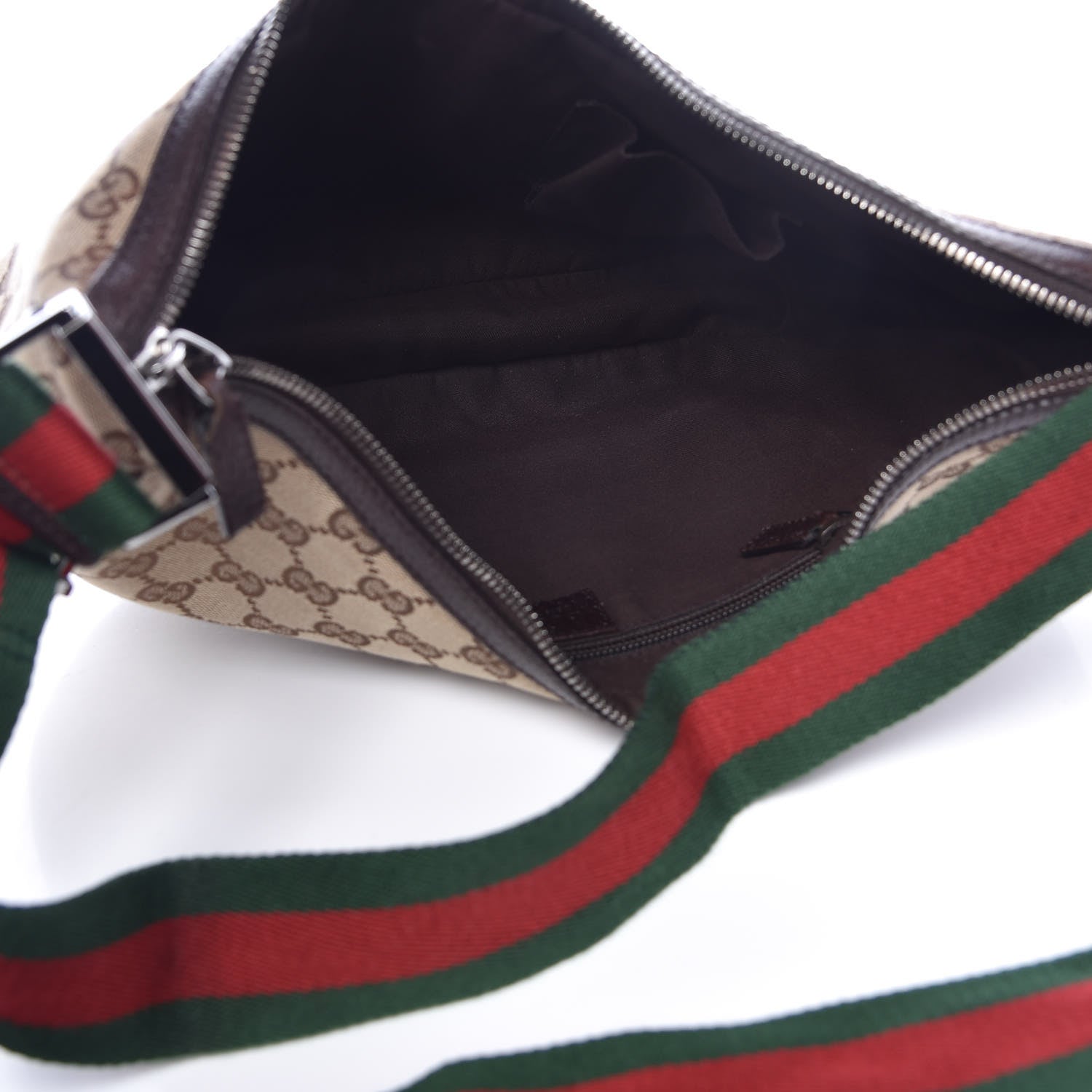Gucci Monogram Web Medium Half Moon Hobo Dark Brown 5 of 9