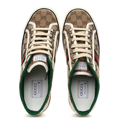 Gucci GG Monogram Web Mens 1977 Tennis Sneakers 8.5 Beige Ebony Mystic White Vert 2 of 8