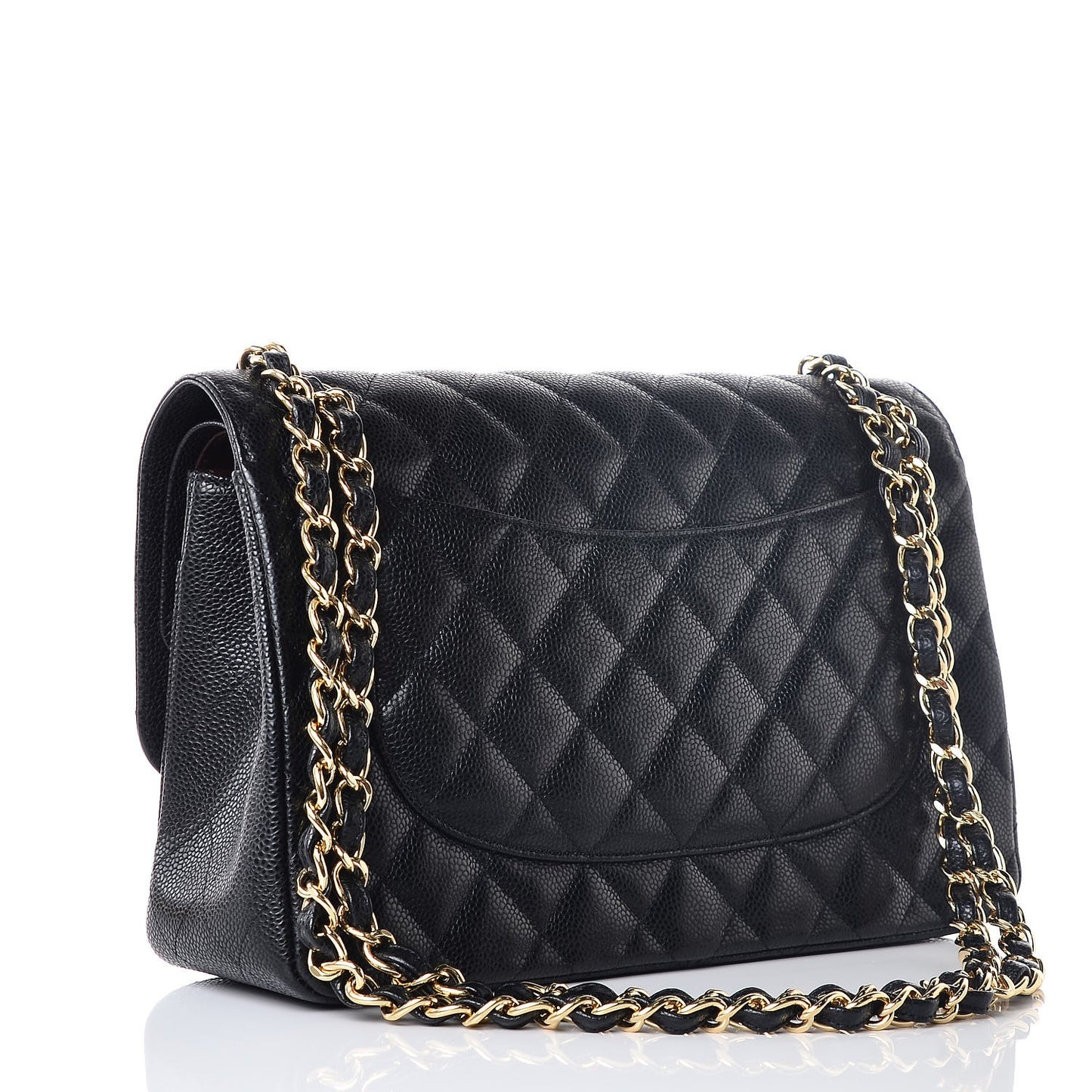 Caviar Quilted Jumbo Double Flap Black