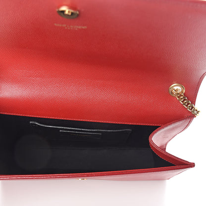 Saint Laurent Grain De Poudre Medium Monogram Kate Satchel Red 5 of 9