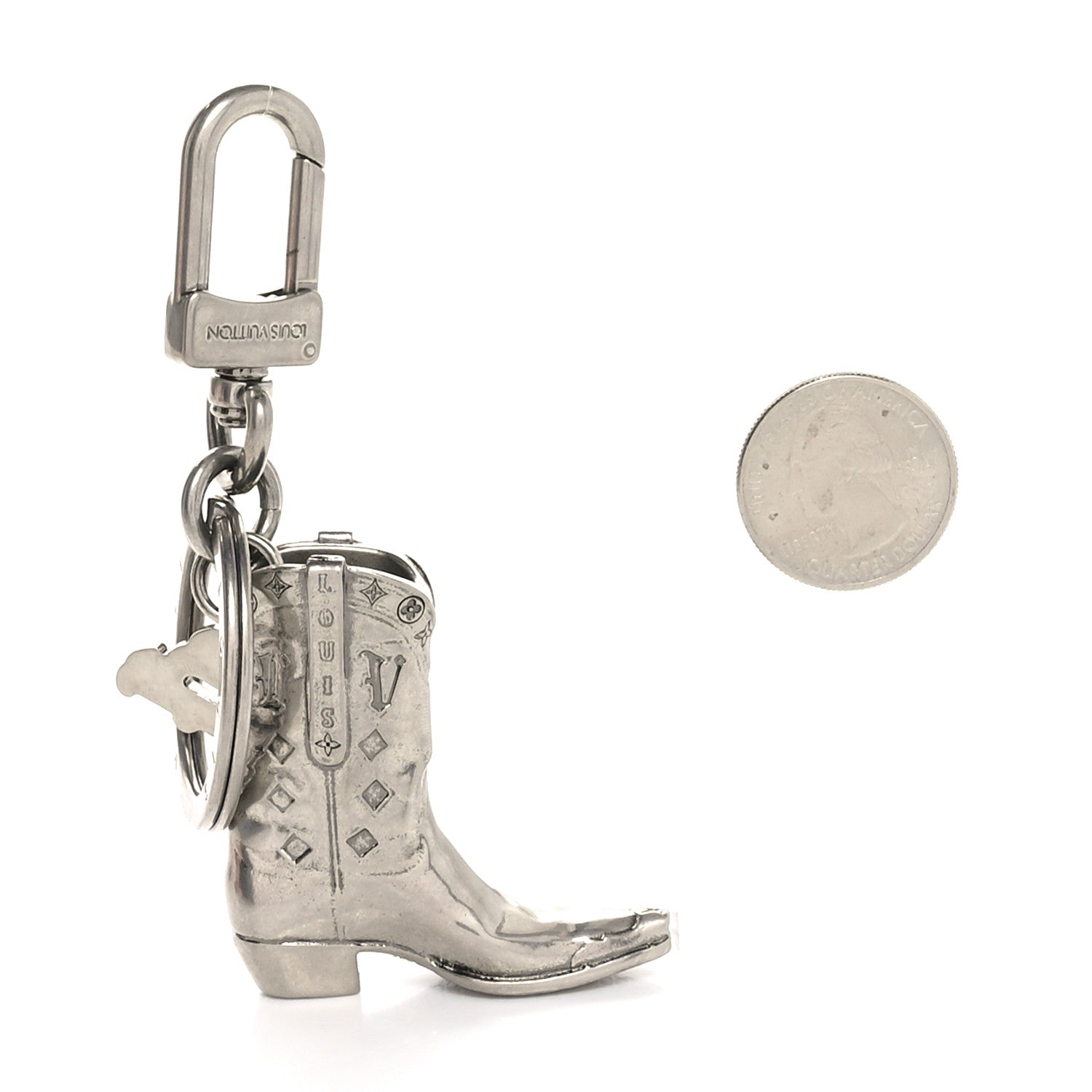 Louis Vuitton Metal Cowboy Boot Bag Charm Key Holder Silver 2 of 4