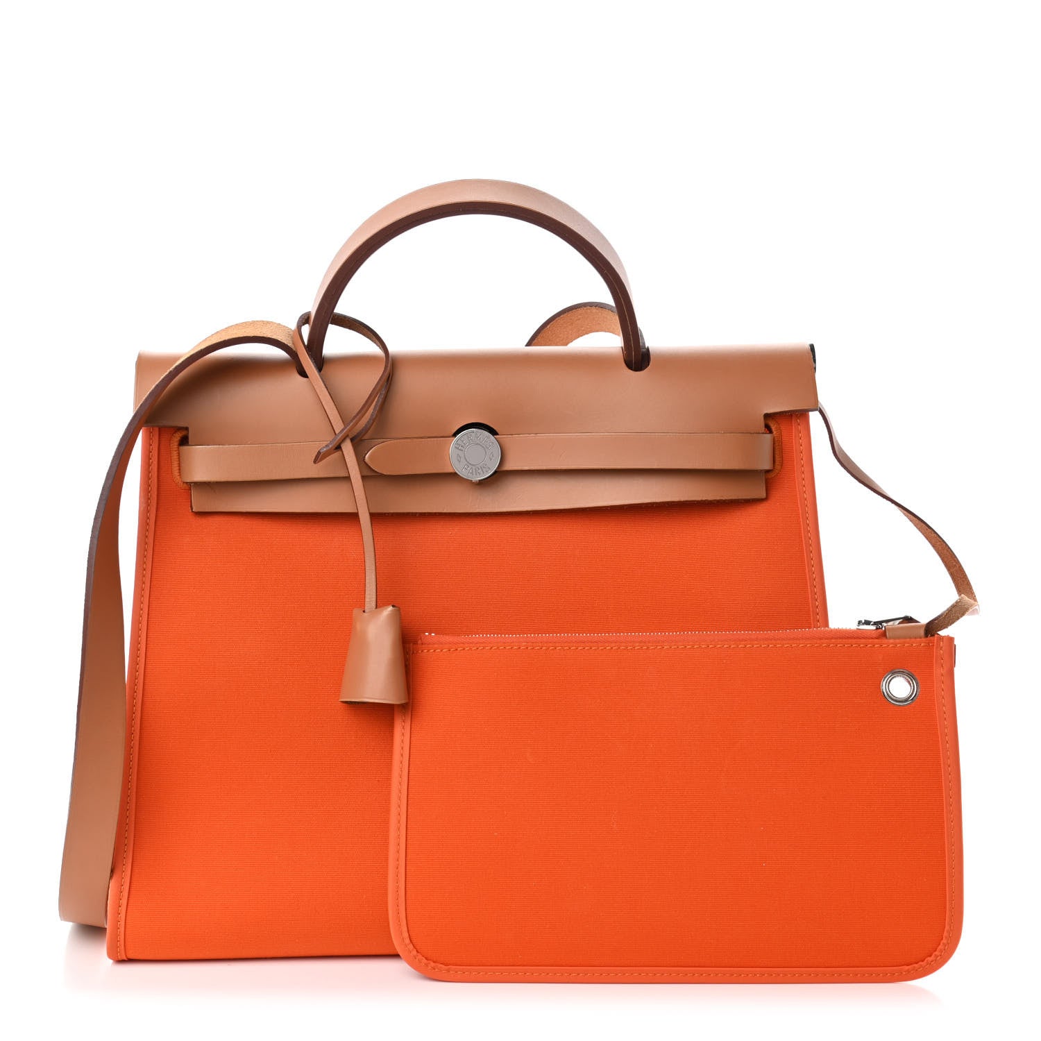 Hermes Vache Hunter Toile Herbag Zip 31 PM Orange 1 of 5