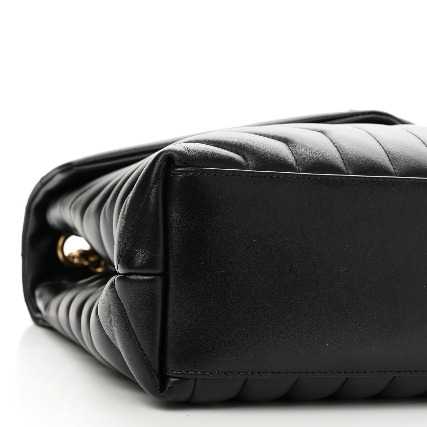 Calfskin Y Quilted Monogram Medium Loulou Chain Satchel Black
