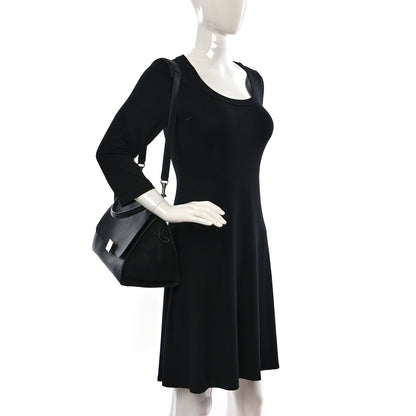 Celine Drummed Calfskin Suede Medium Trapeze Black 2 of 13