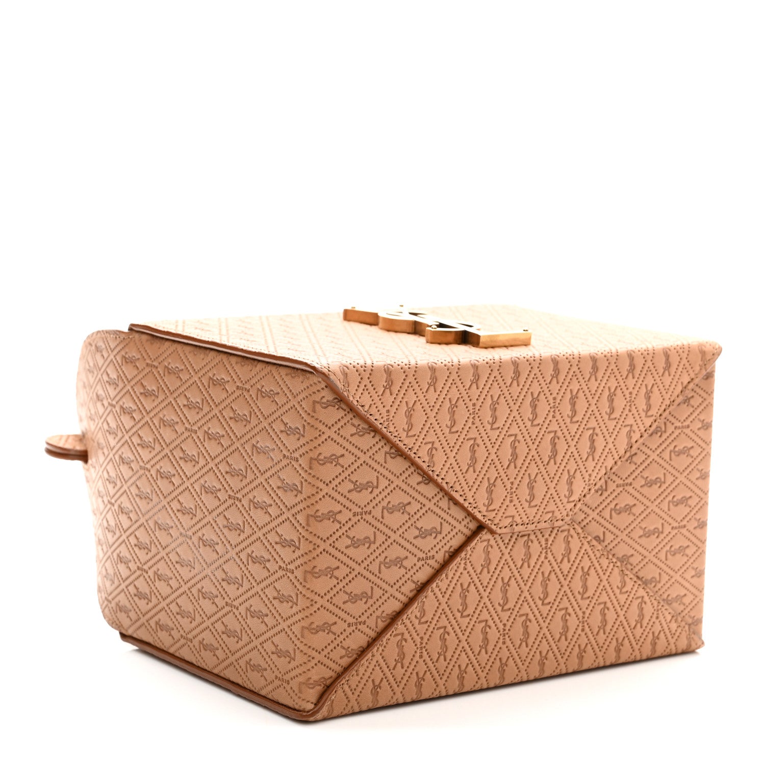 Saint Laurent Calfskin Monogram Take Away Box Dusty Vintage Brown Gold 4 of 10