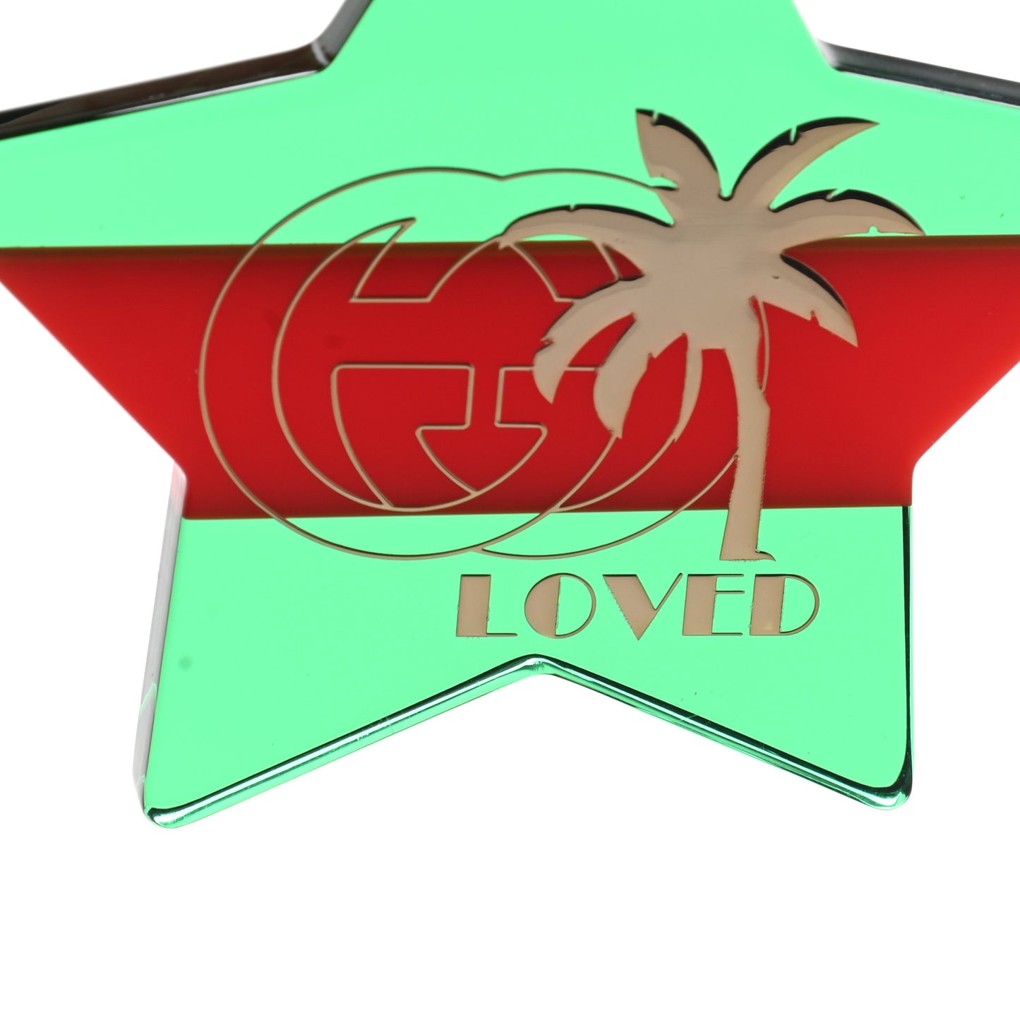 Plexiglass GG Loved Key Charm Green Red