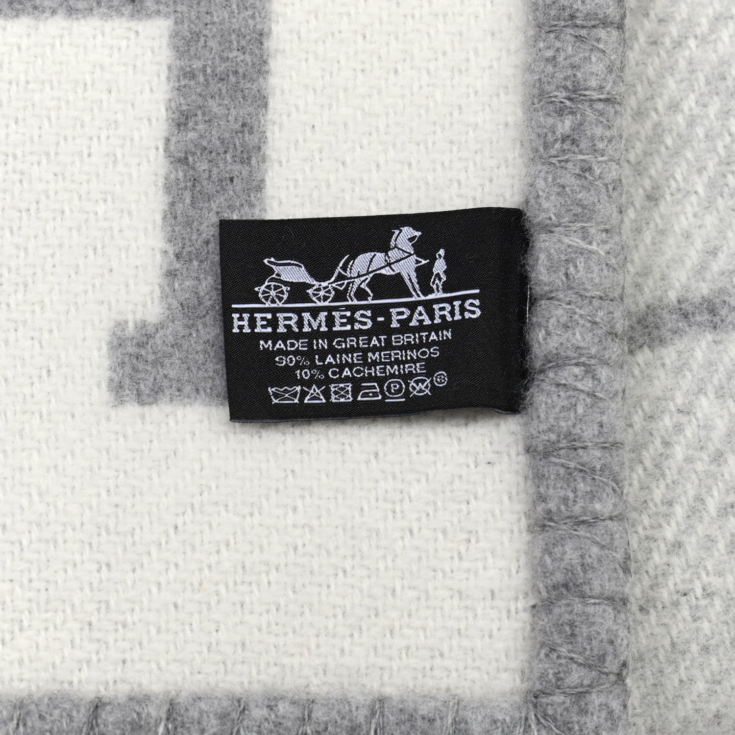 Hermes Wool Cashmere Avalon III Blanket Ecru Gris Clair 6 of 6