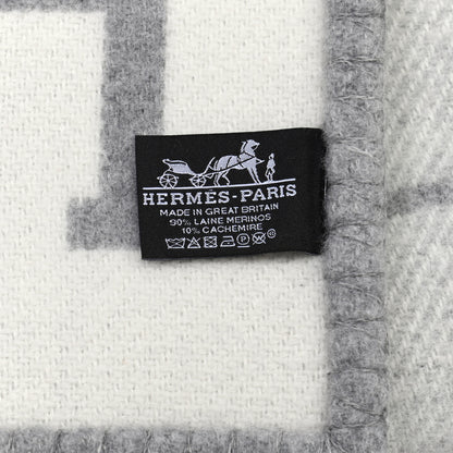 Hermes Wool Cashmere Avalon III Blanket Ecru Gris Clair 6 of 6