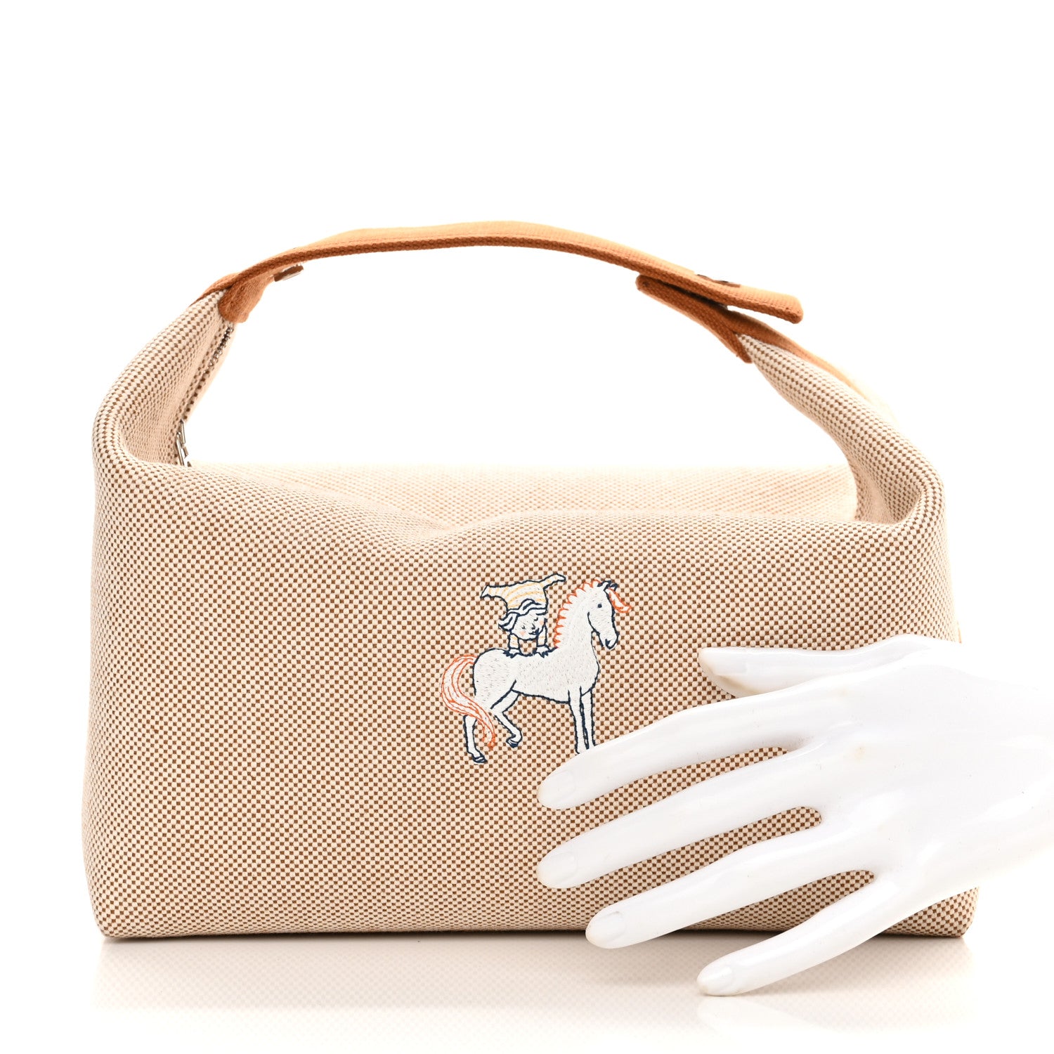 Hermes Canvas Large Bride-A-Brac Cabriole Case Biscuit 2 of 10
