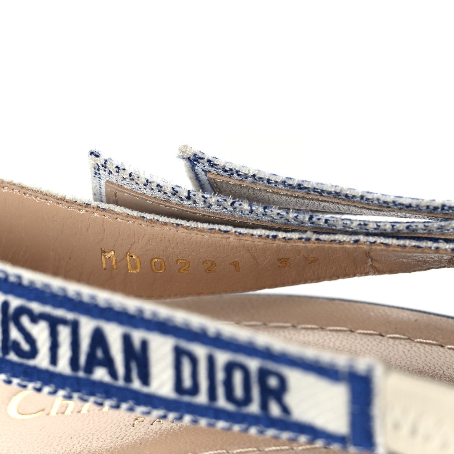 Christian Dior Cotton Lambskin Mesh Cannage Dior & Moi Slingback 70mm Pumps 39 Navy 6 of 8
