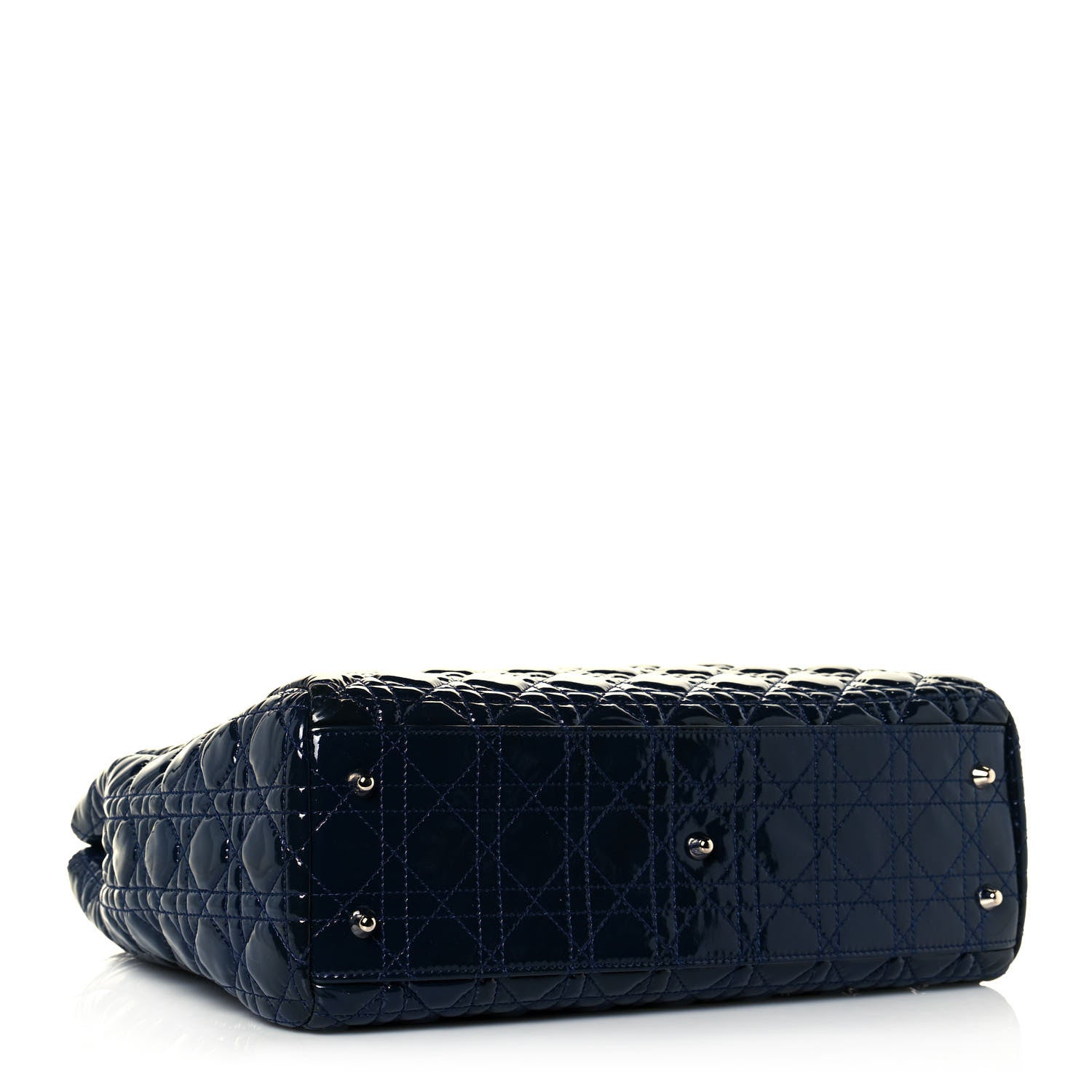Christian Dior Patent Cannage Large Dior Soft Shopping Tote Navy Blue 4 of 13