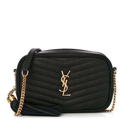 Saint Laurent Grain De Poudre Matelasse Monogram Mini Lou Camera Bag Black 1 of 11