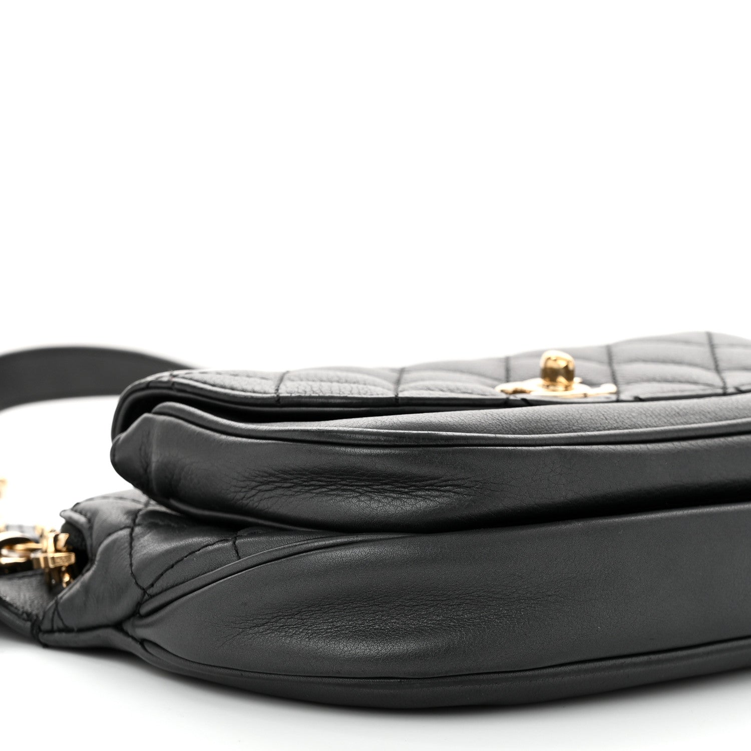 Chanel Calfskin Flap Chain Waist Bag Black 9 of 10