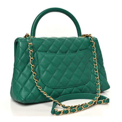 Chanel Caviar Quilted Small Coco Handle Flap Green 3 of 10