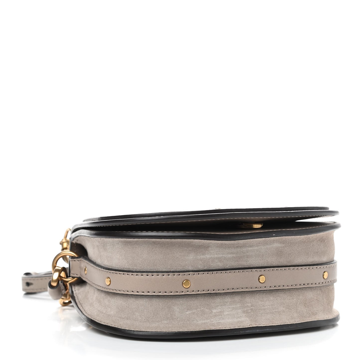 Calfskin Suede Small Nile Bracelet Bag Motty Grey