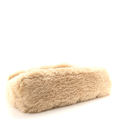 Saint Laurent Shearling Lambskin Quilted Sade Puffer Envelope Clutch Natural Beige 4 of 11