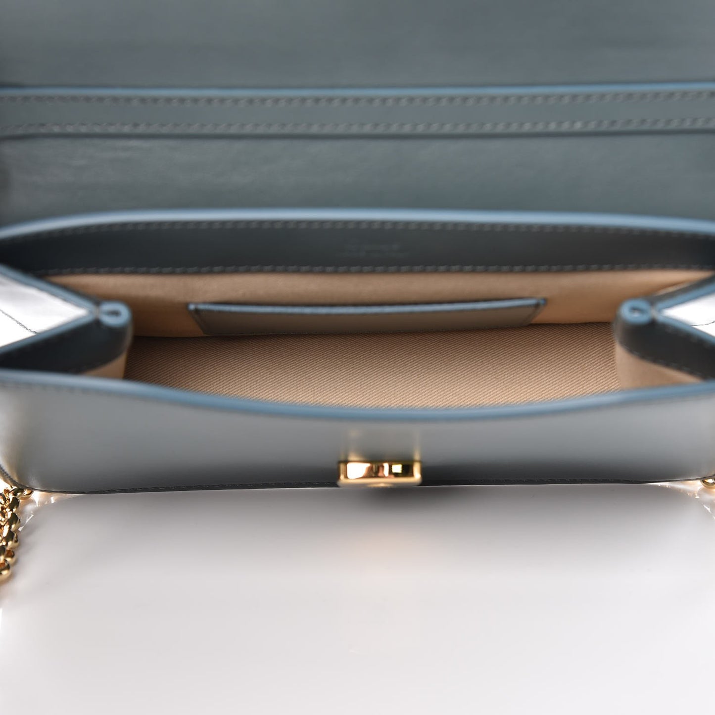 Calfskin Suede C Clutch With Chain Cloudy Blue