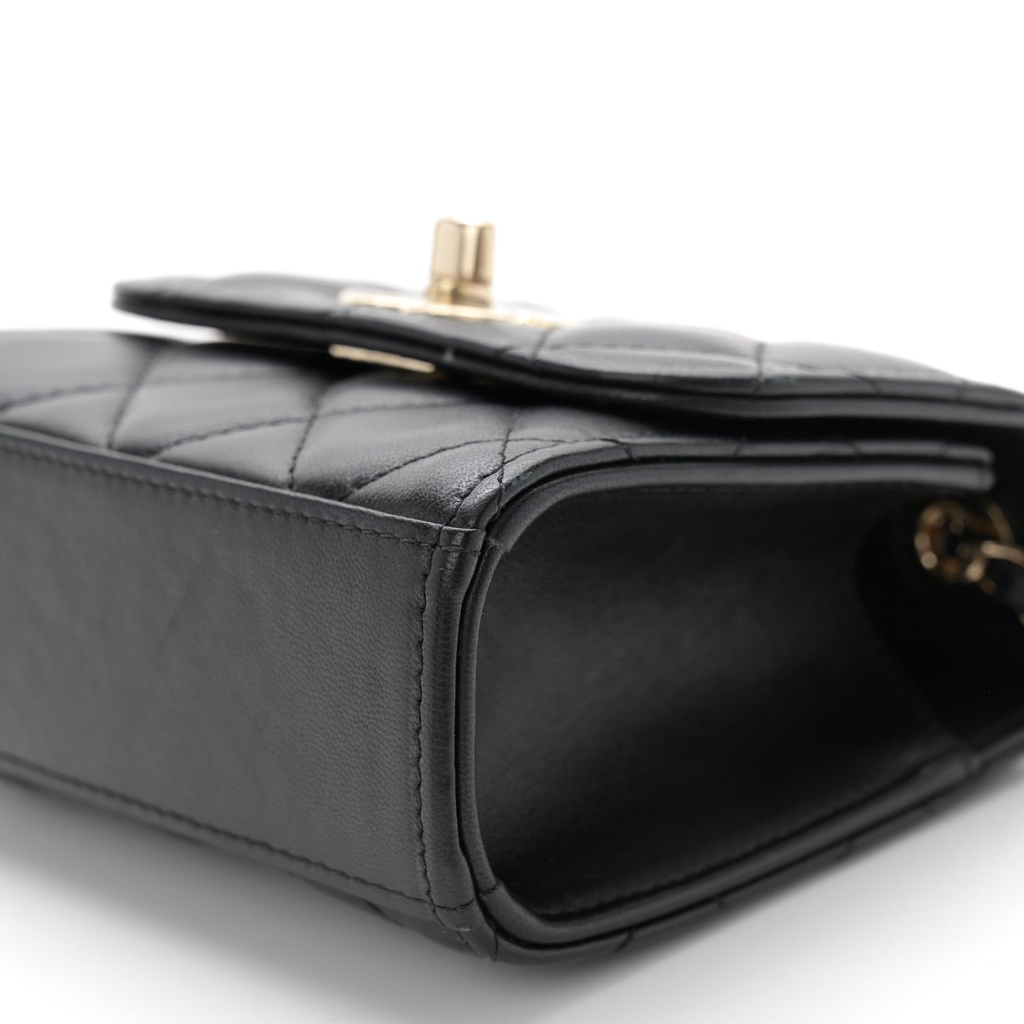 Lambskin Quilted Mini Trendy CC Chain Wallet Black