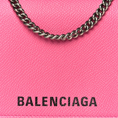 Balenciaga Signature Grained Calfskin Logo Ville Wallet on Chain Bubble Gum Black 8 of 9