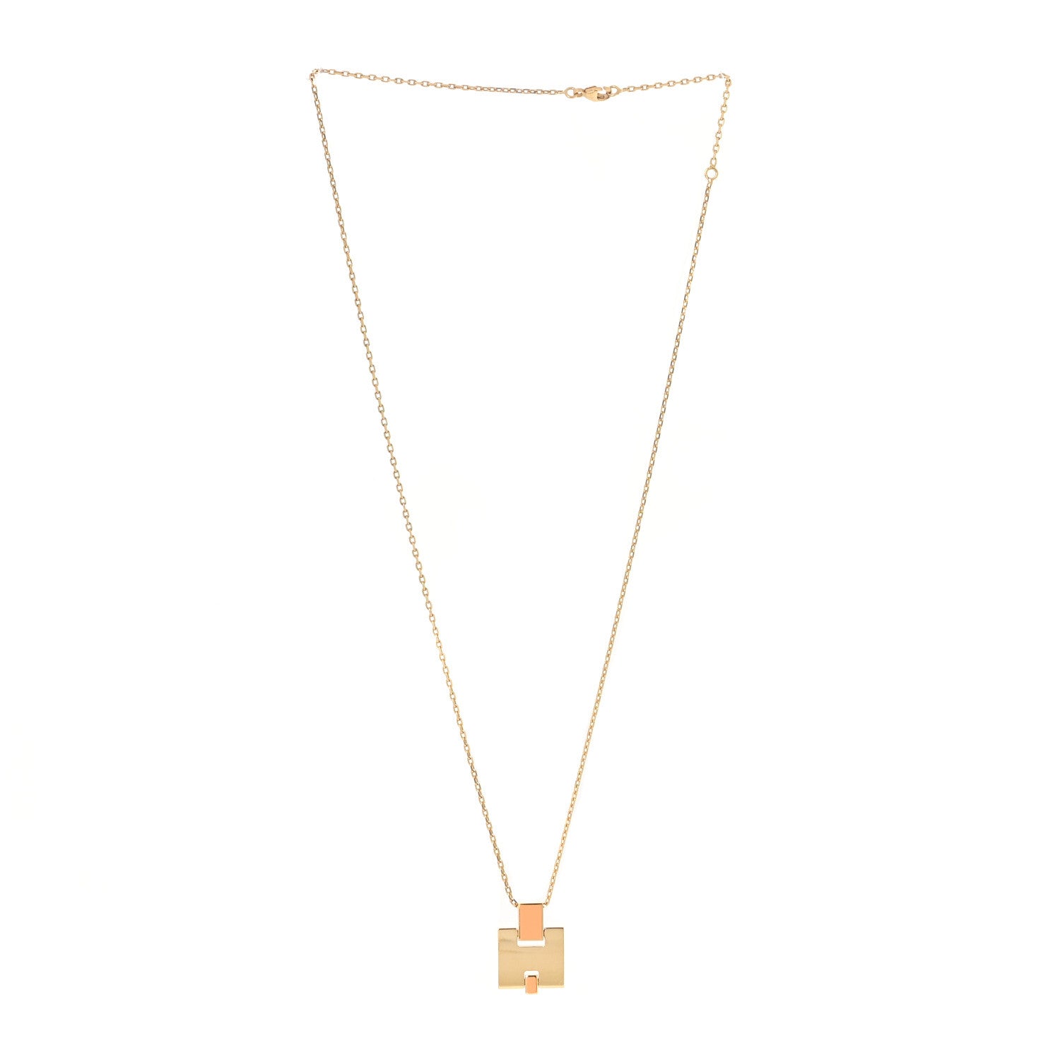 Hermes Gold Plated Lacquered Eileen Pendant Necklace Rose Dragee 3 of 6