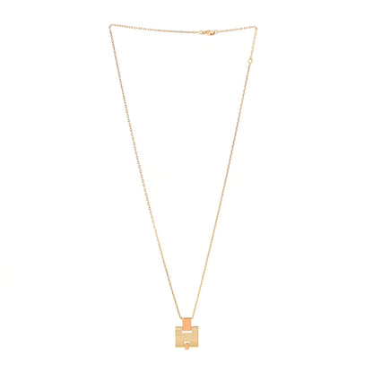 Hermes Gold Plated Lacquered Eileen Pendant Necklace Rose Dragee 3 of 6