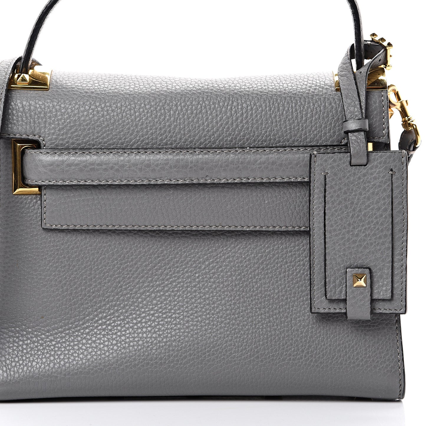 Grained Calfskin Small My Rockstud Frame Bag Gray