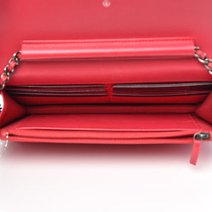 Chanel Lambskin Quilted Boy Wallet On Chain WOC Dark Fuchsia 5 of 9