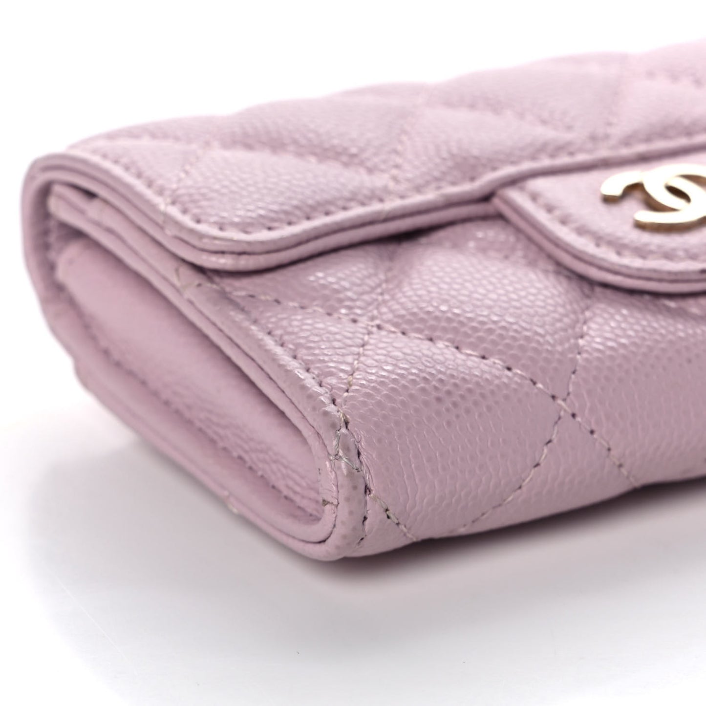 Caviar Quilted Flap Card Holder Wallet Light Pink