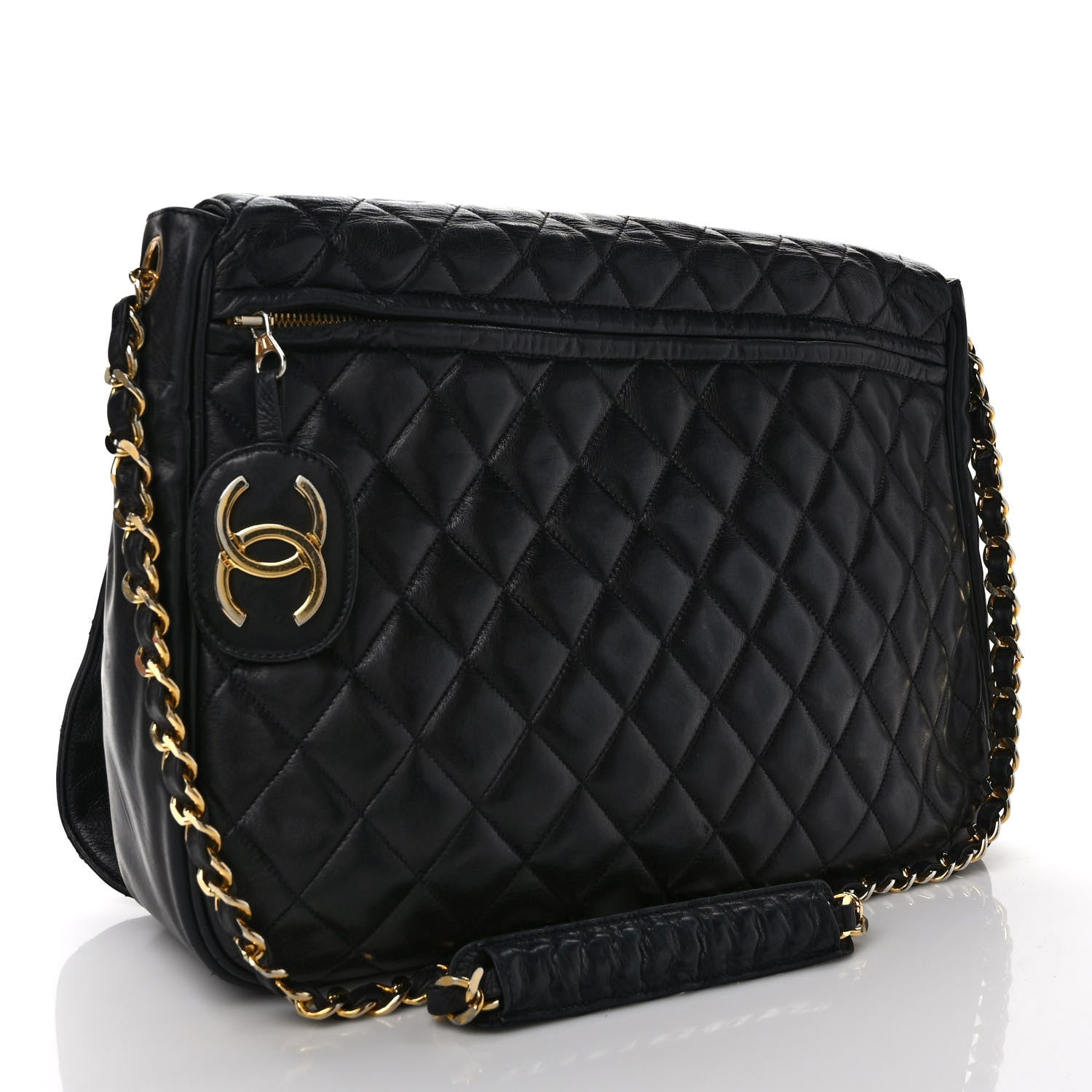 Chanel Aged Calfskin Quilted Messenger Bag Black 4 of 13