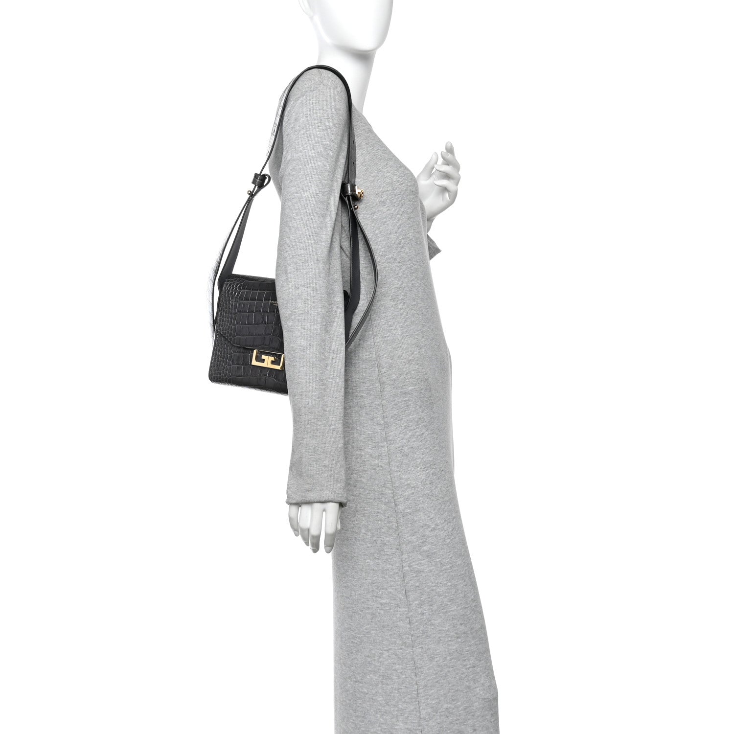 Givenchy Calfskin Crocodile Embossed Small Eden Storm Grey 1892901